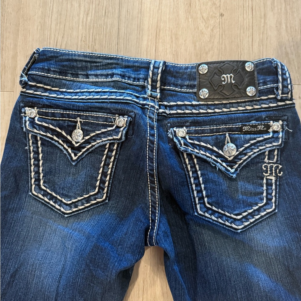 Miss me y2k boot cut denim jeans size 27 rhinestone detail pockets